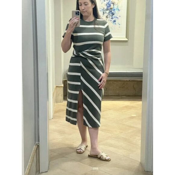 Tanya Taylor Green Striped Cody Midi Dress  Size XS - Picture 6 of 10